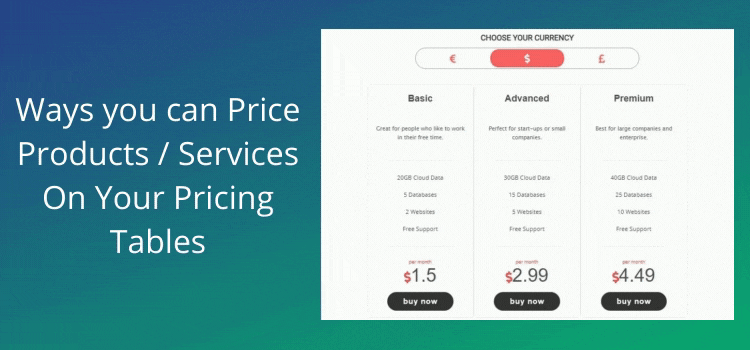 Products or Services On Your Pricing Tables