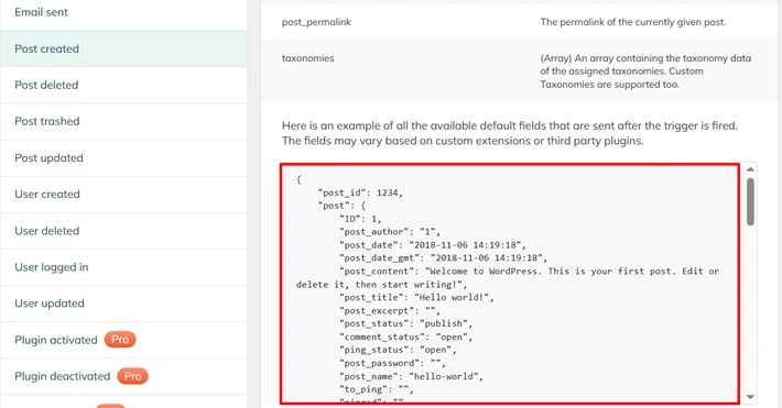 WP webhooks use case