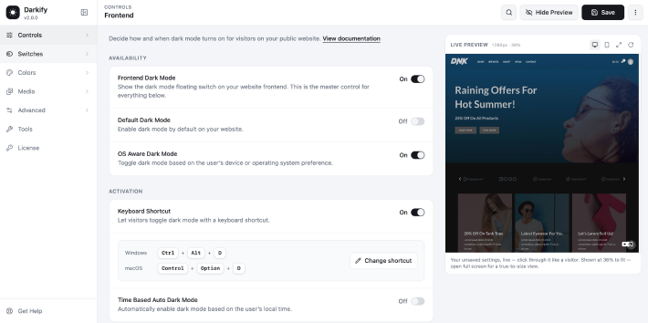 darkify admin control
